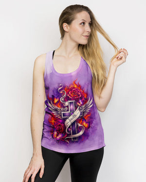 Faith Fire Rose Cross Women's All Over Print Shirt - Tlnt1105264