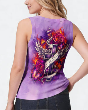 Faith Fire Rose Cross Women's All Over Print Shirt - Tlnt1105264