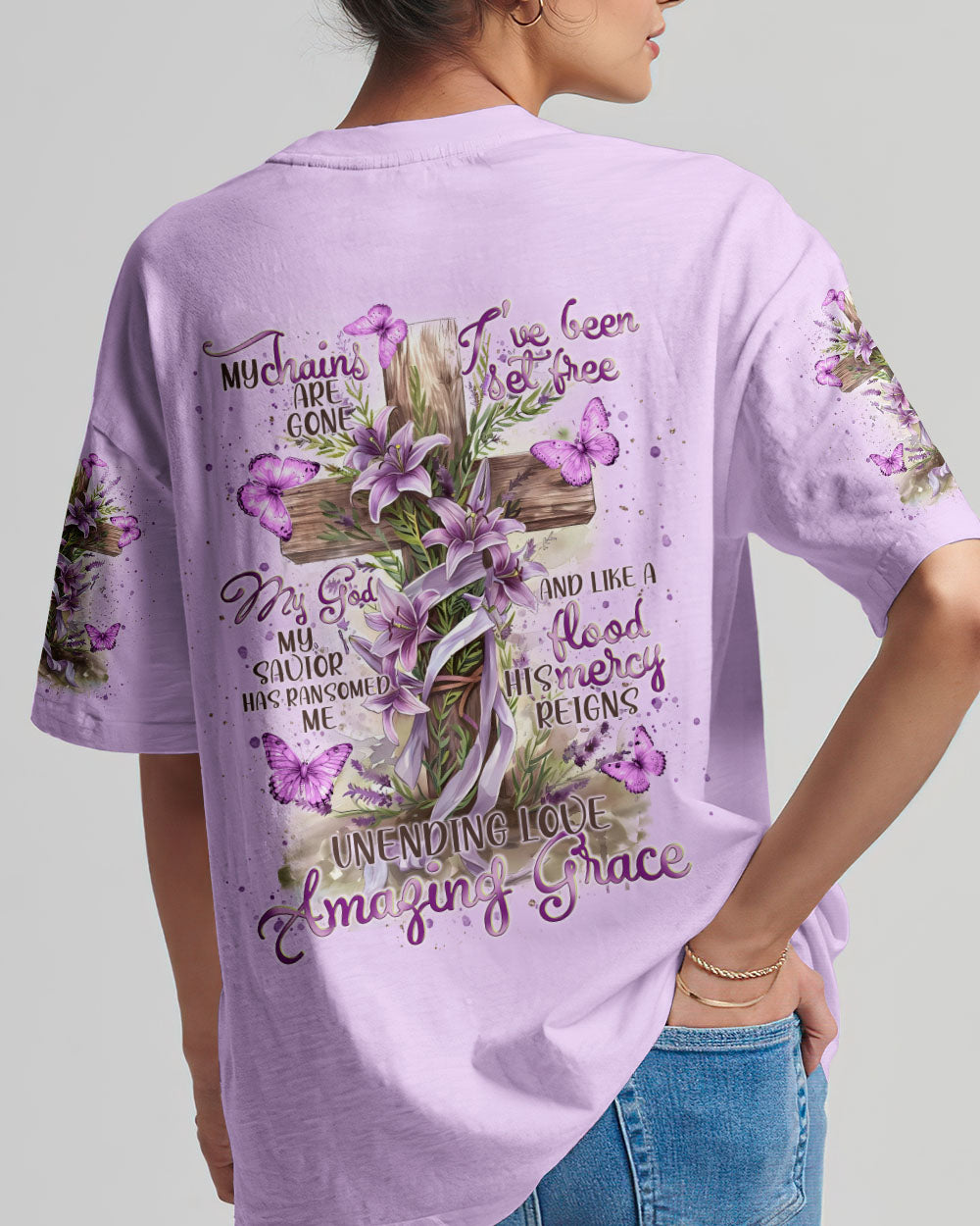 Unending Love Amazing Grace Flower Cross Women's All Over Print Shirt - Tlnt1106245