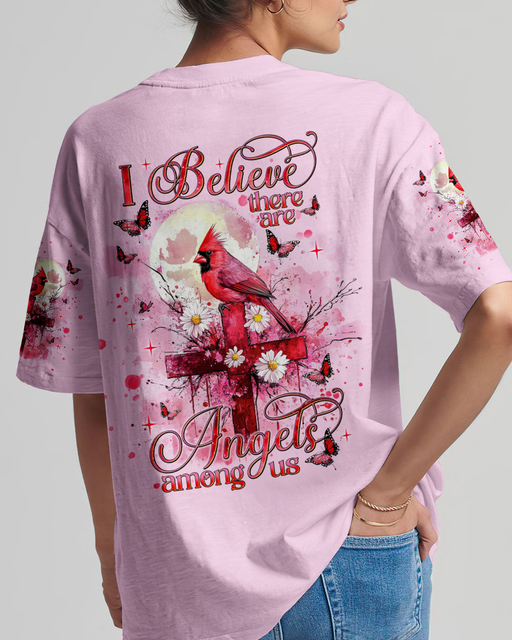 I Believe There Are Angels Among Us Cardinal Women's All Over Print Shirt    - Tlnt1303252