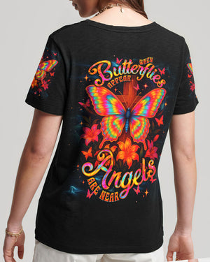 When Butterflies Appear Angels Are Near Women's All Over Print Shirt - Tlnt1411252