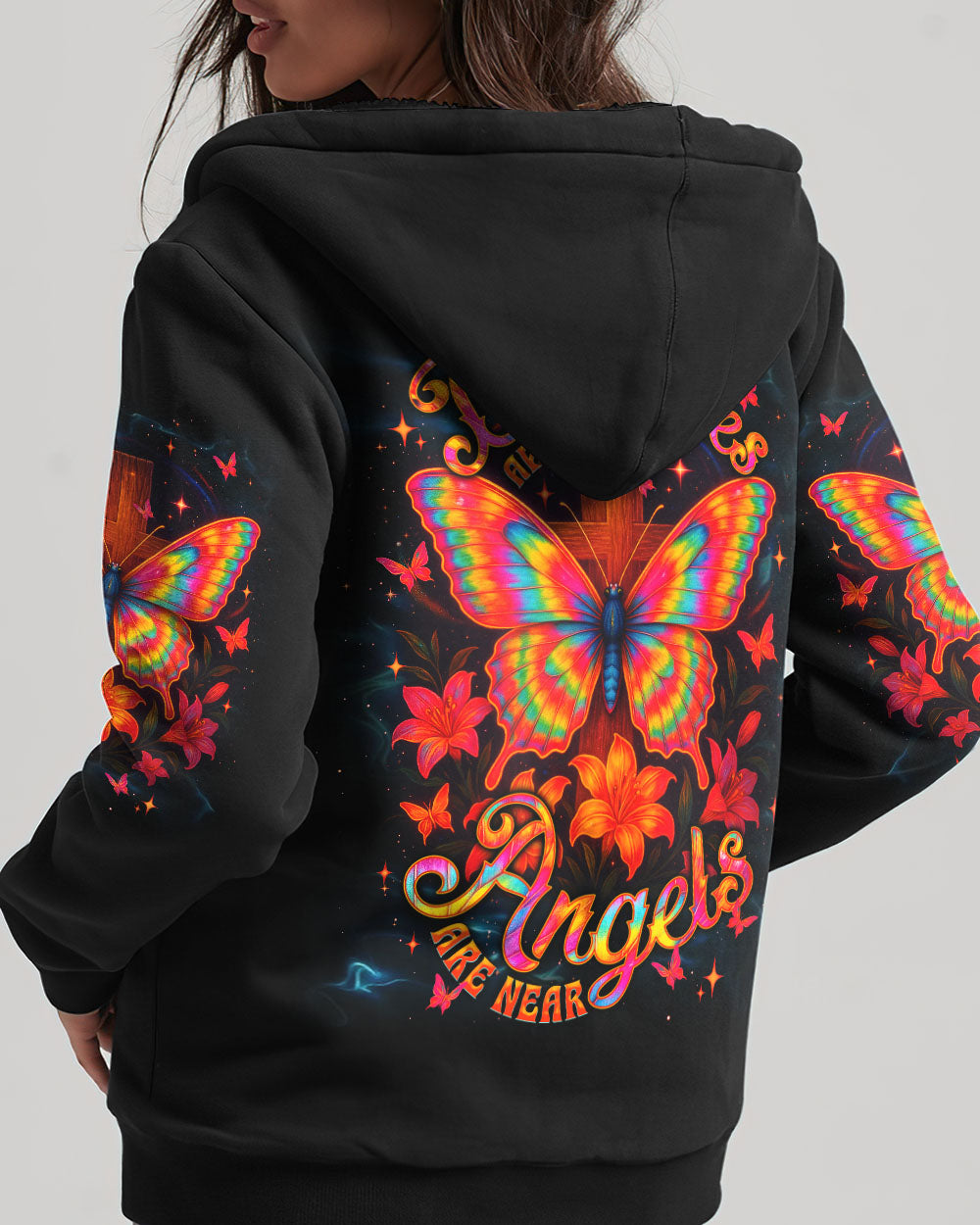 When Butterflies Appear Angels Are Near Women's All Over Print Shirt - Tlnt1411252