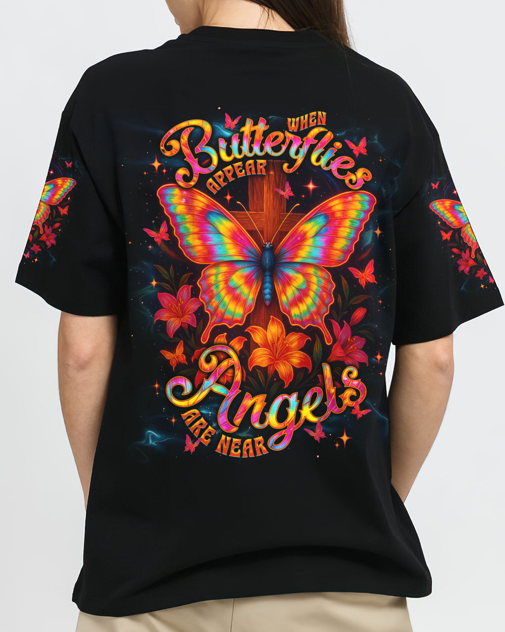 When Butterflies Appear Angels Are Near Women's All Over Print Shirt - Tlnt1411252
