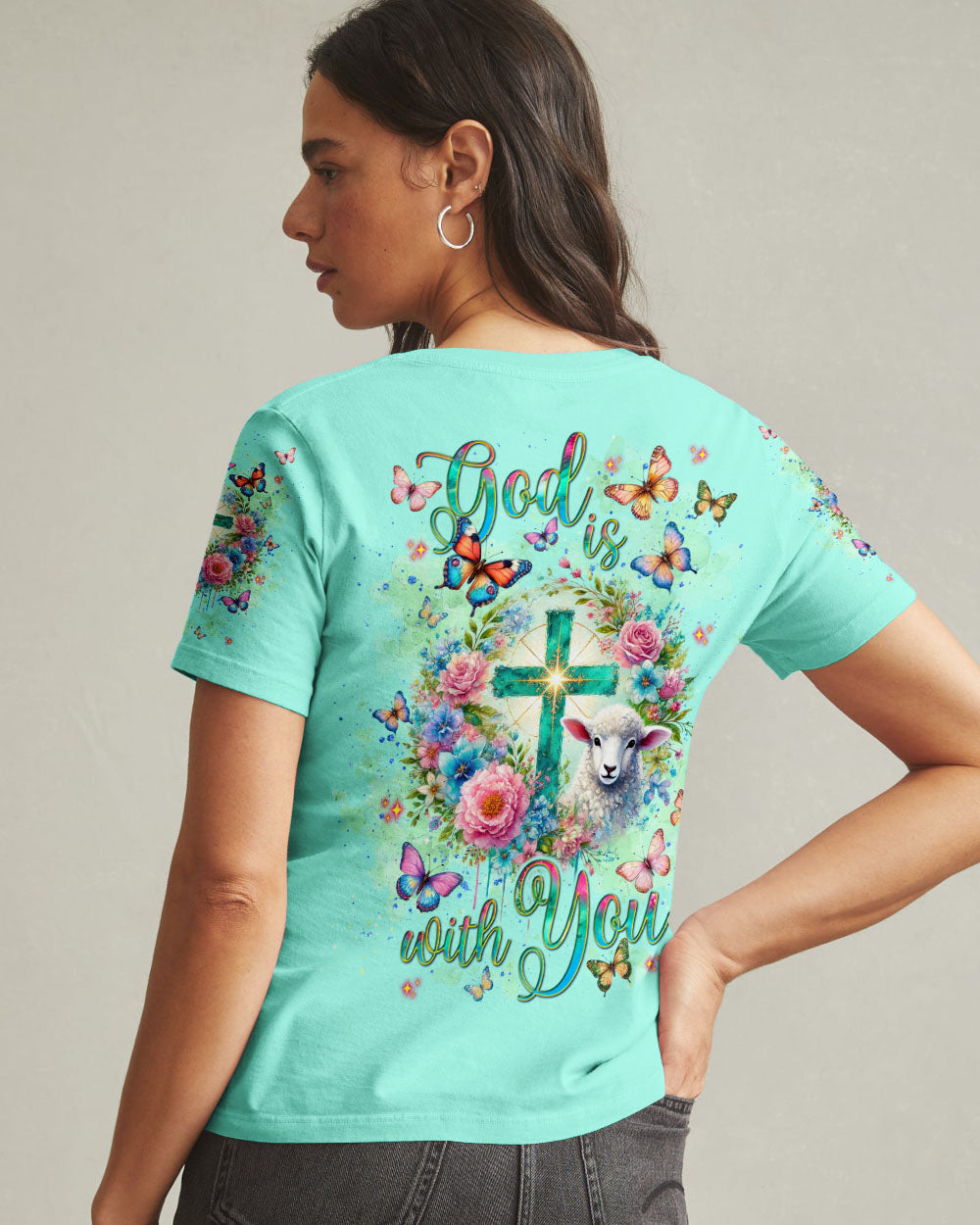 God Is With You Lamb Women's All Over Print Shirt - Tlnt1501252
