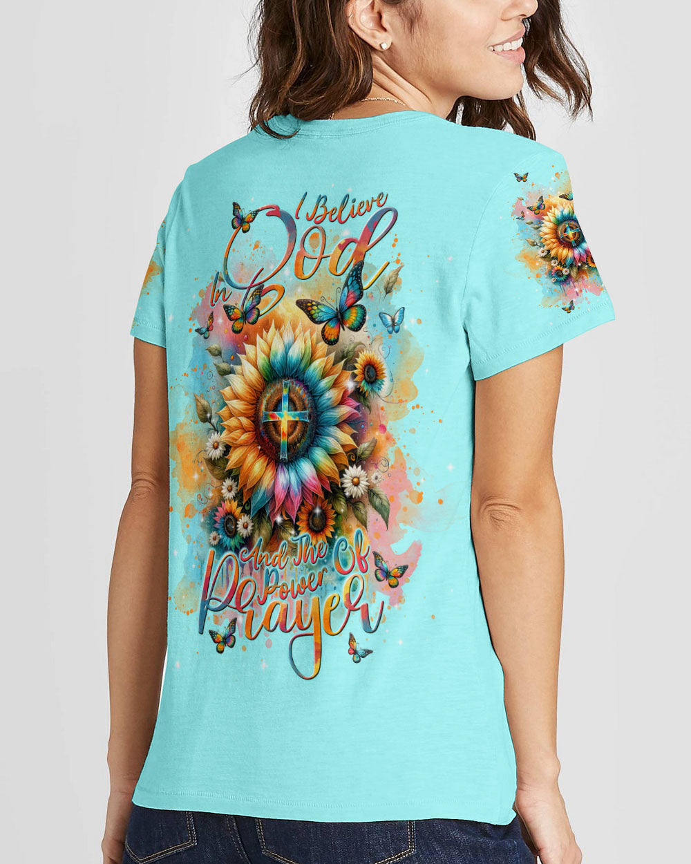 I Believe In God Sunflower Women's All Over Print Shirt - Tlnt1512234
