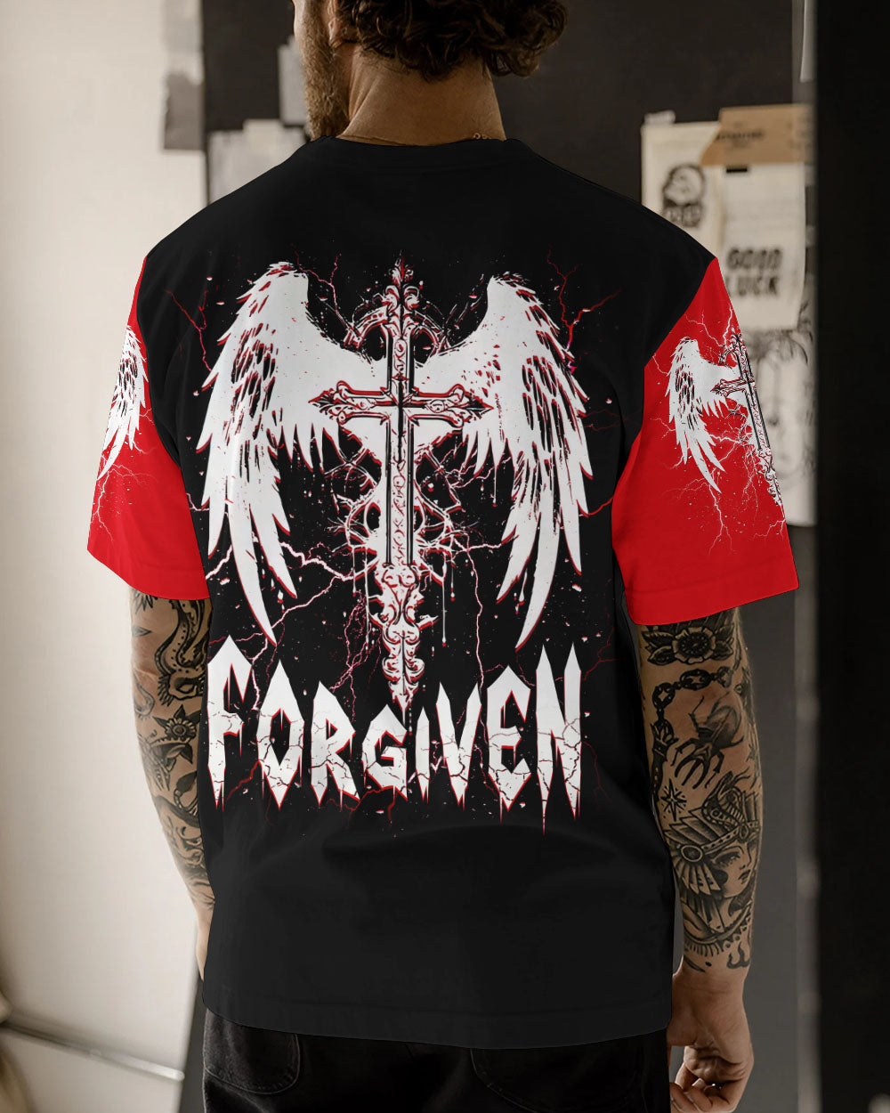 Forgiven Cross Wings Men's All Over Print Shirt  - Tlnt1703252