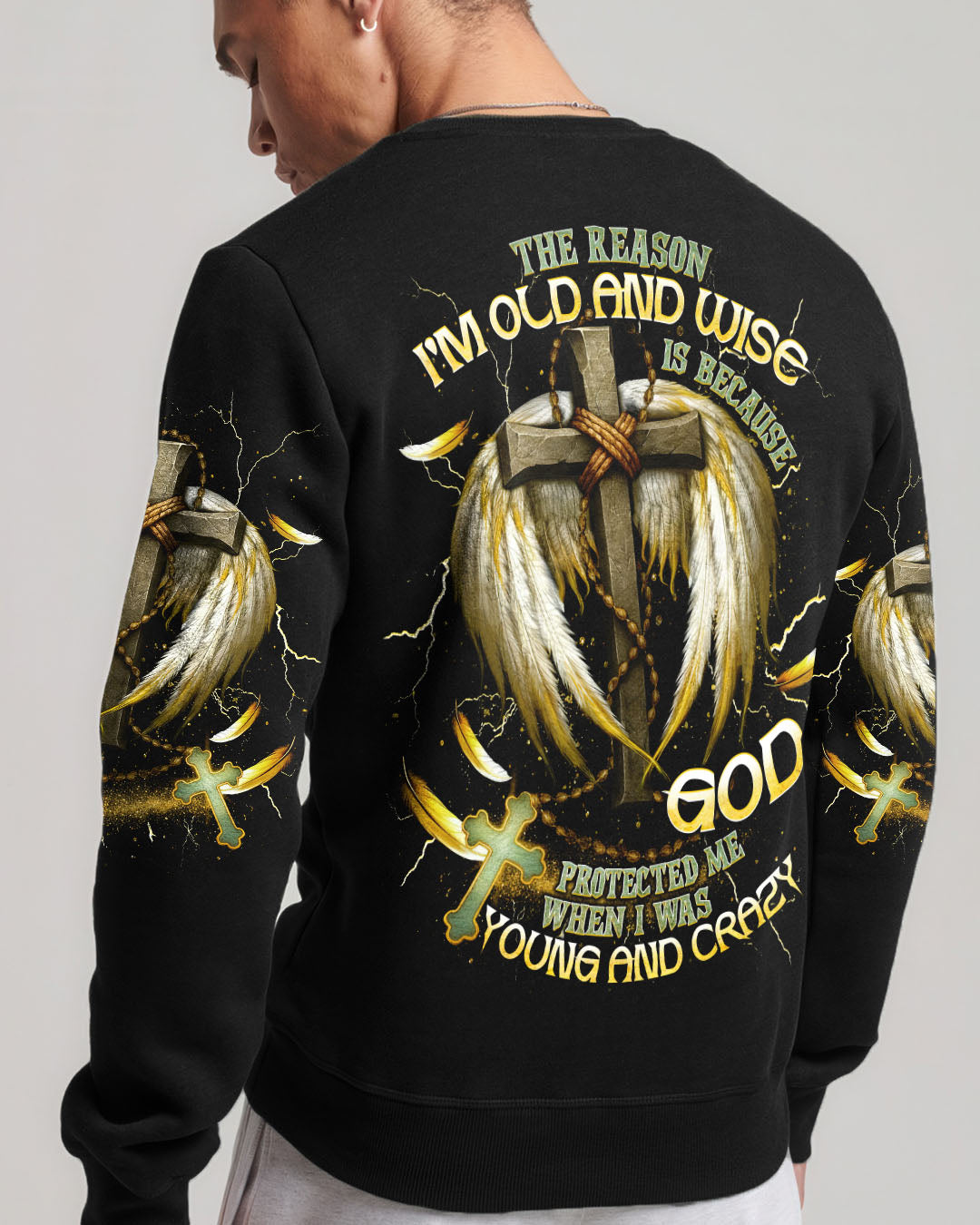 The Reason I’m Old And Wise Cross Wings Men's All Over Print Shirt - Tlnt1711253