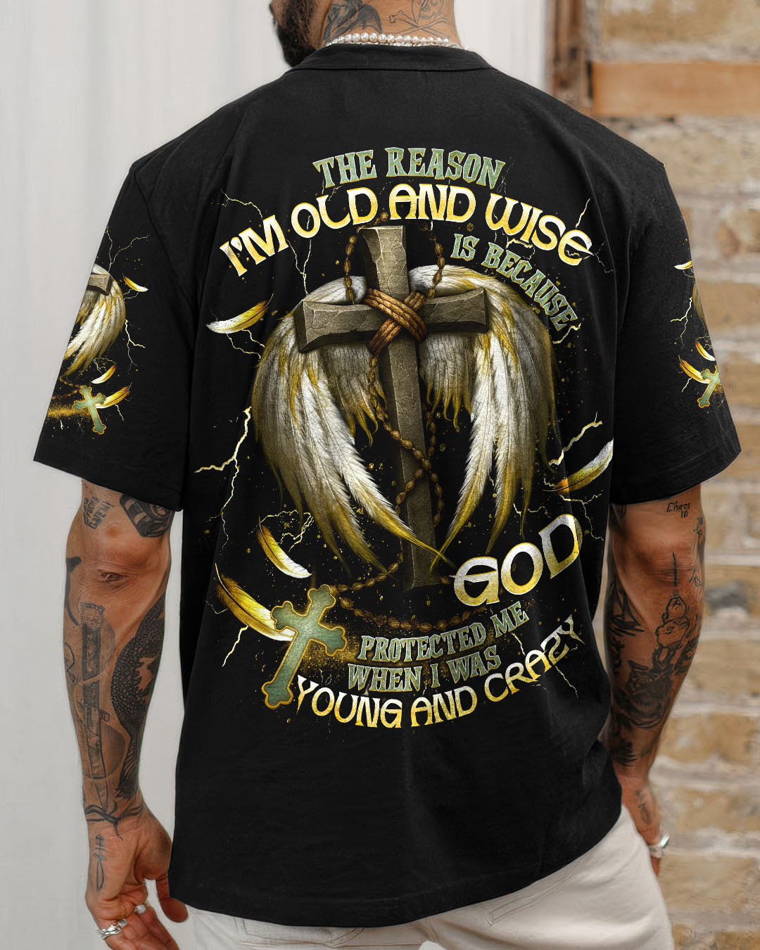 The Reason I’m Old And Wise Cross Wings Men's All Over Print Shirt - Tlnt1711253