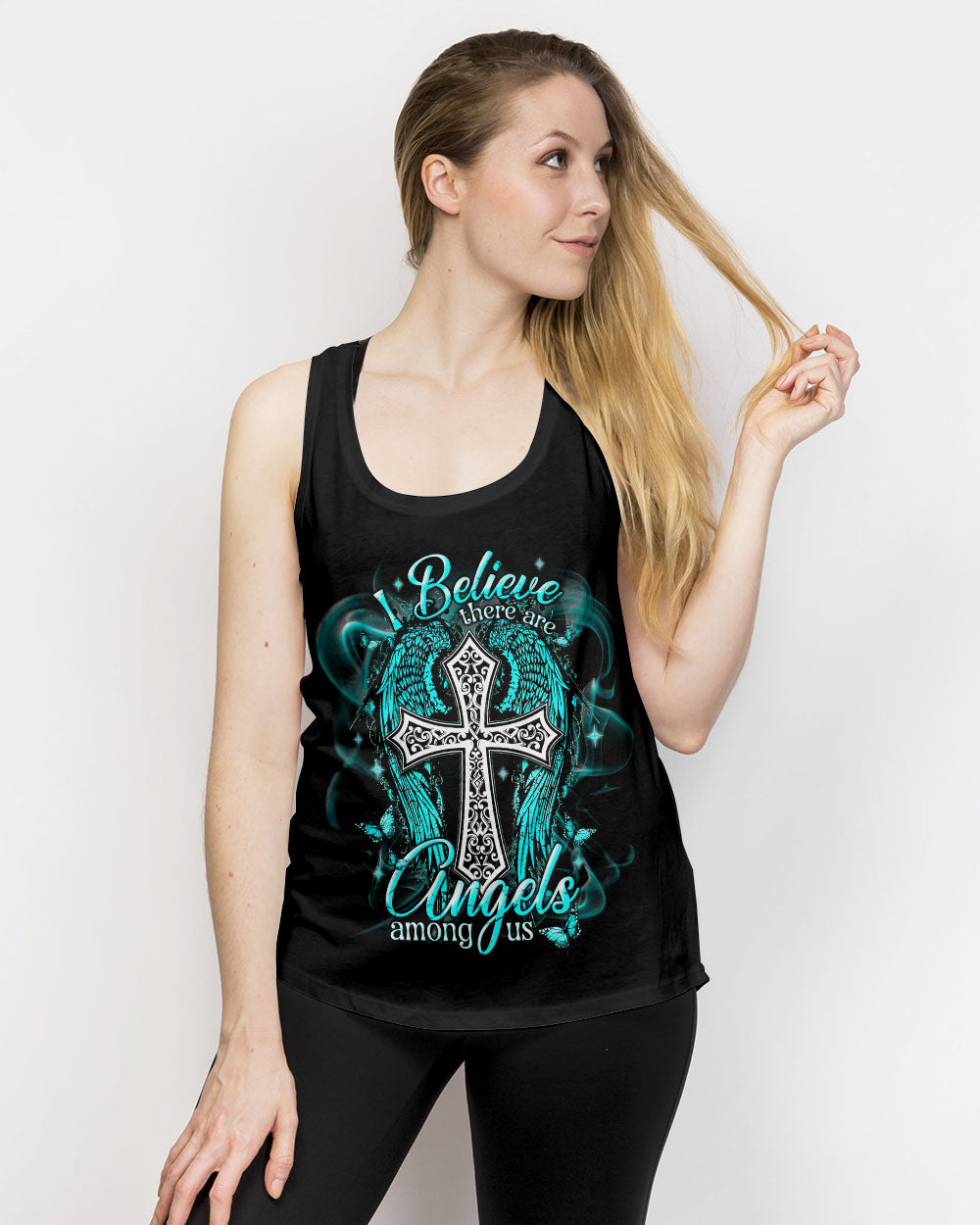 I Believe There Are Angels Among Us Cross Wings Women's All Over Print Shirt    - Tlnt1803252
