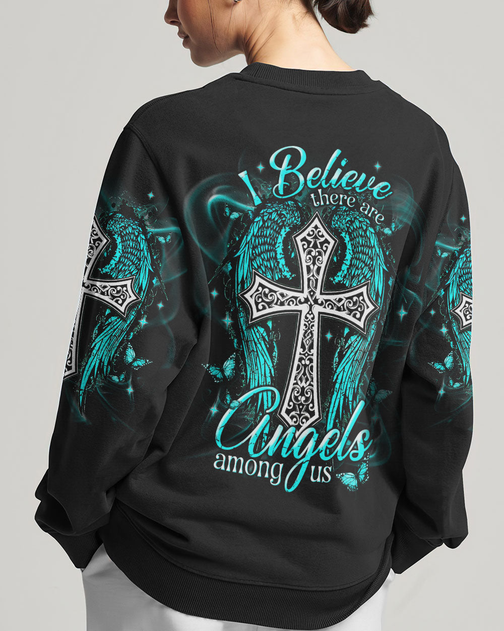 I Believe There Are Angels Among Us Cross Wings Women's All Over Print Shirt    - Tlnt1803252