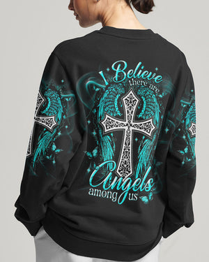 I Believe There Are Angels Among Us Cross Wings Women's All Over Print Shirt    - Tlnt1803252