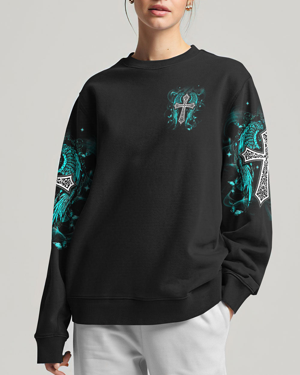I Believe There Are Angels Among Us Cross Wings Women's All Over Print Shirt    - Tlnt1803252