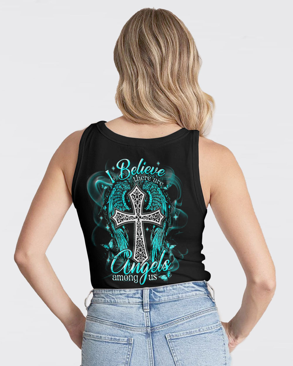 I Believe There Are Angels Among Us Cross Wings Women's All Over Print Shirt    - Tlnt1803252
