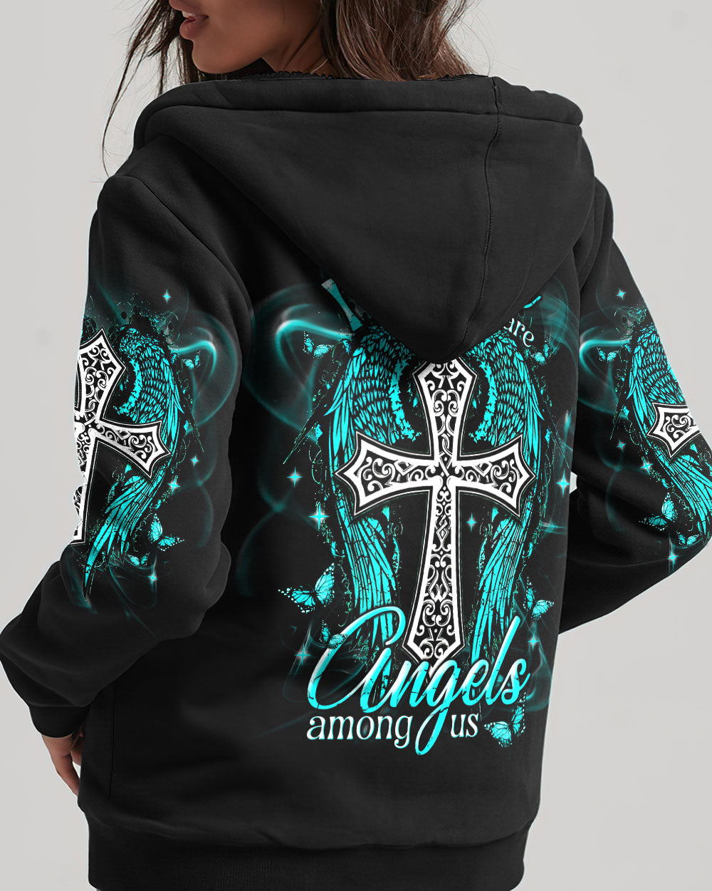 I Believe There Are Angels Among Us Cross Wings Women's All Over Print Shirt    - Tlnt1803252