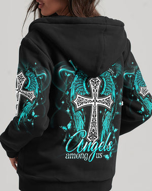 I Believe There Are Angels Among Us Cross Wings Women's All Over Print Shirt    - Tlnt1803252