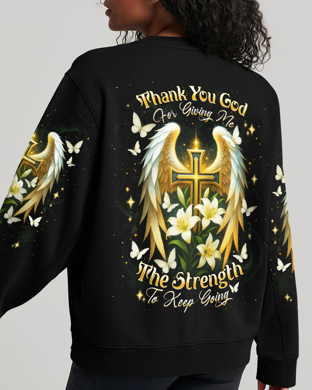 Thank You God Cross Wings Women's All Over Print Shirt    - Tlnt1804252