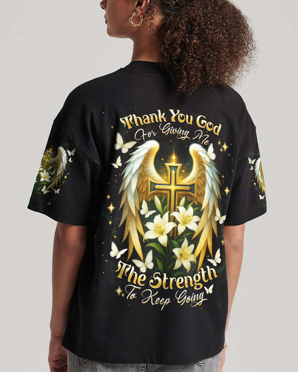 Thank You God Cross Wings Women's All Over Print Shirt    - Tlnt1804252