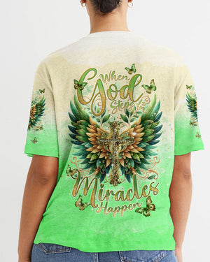 When God Steps In Miracles Happen Wings Women's All Over Print Shirt - Tlnt1806241
