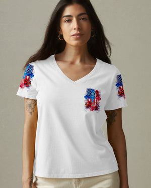 One Nation Under God Floral Flag Women's All Over Print Shirt   - Tlnt1903261