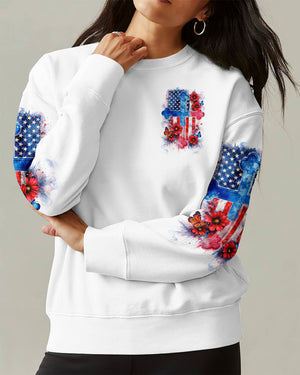 One Nation Under God Floral Flag Women's All Over Print Shirt   - Tlnt1903261