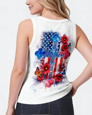 One Nation Under God Floral Flag Women's All Over Print Shirt   - Tlnt1903261