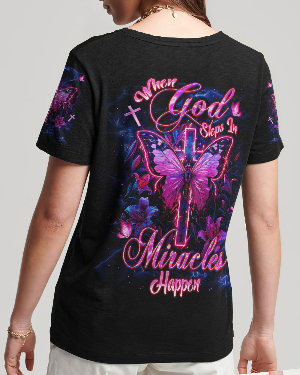 When God Steps In Miracles Happen Women's All Over Print Shirt - Tlnt1906251