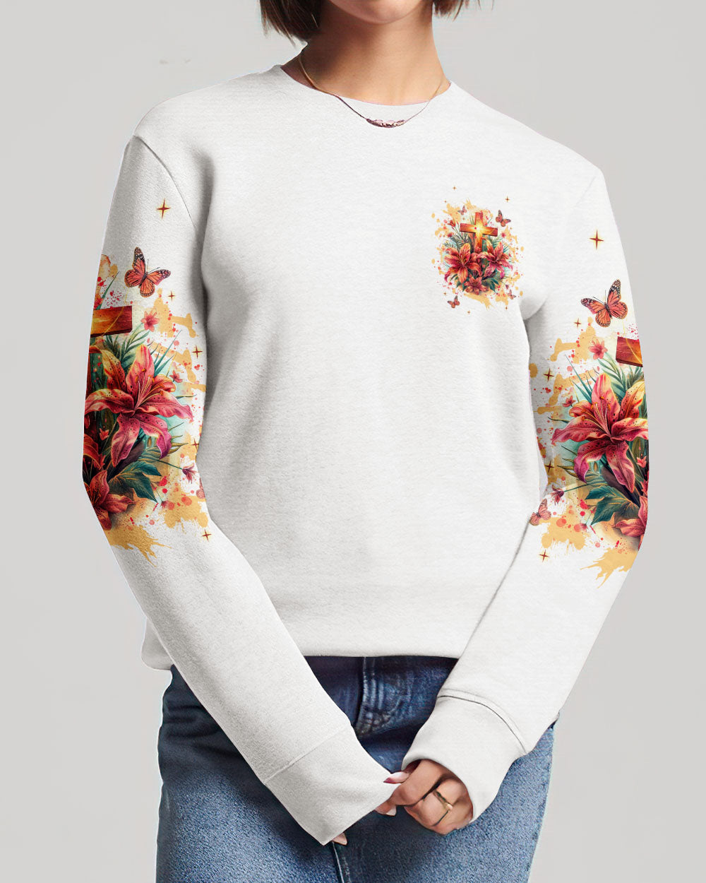 Worry Ends When Faith In God Begins Lilies Women's All Over Print Shirt - Tlnt2204244