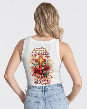 Worry Ends When Faith In God Begins Lilies Women's All Over Print Shirt - Tlnt2204244