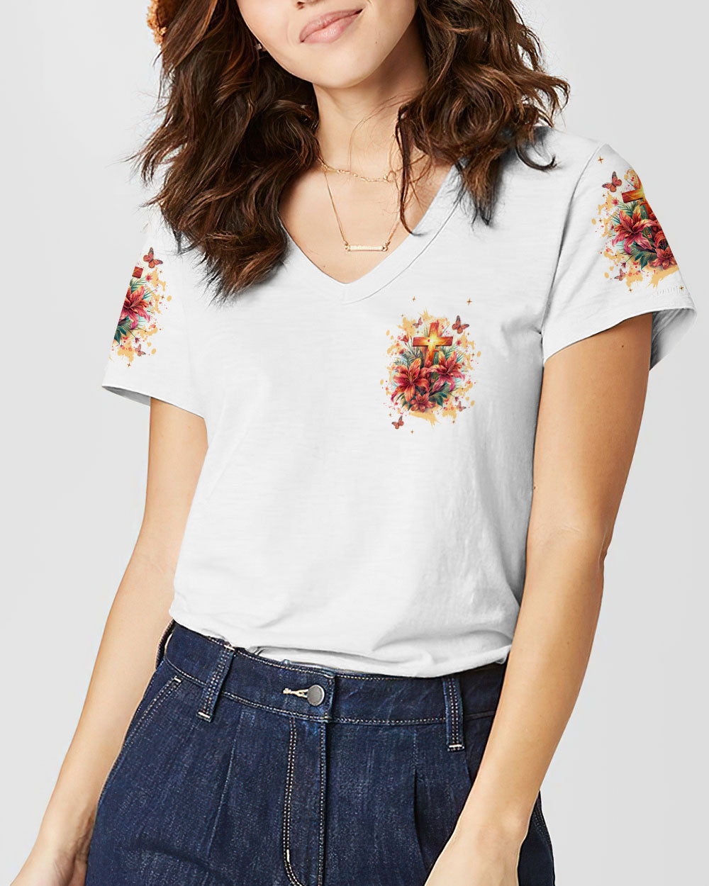 Worry Ends When Faith In God Begins Lilies Women's All Over Print Shirt - Tlnt2204244