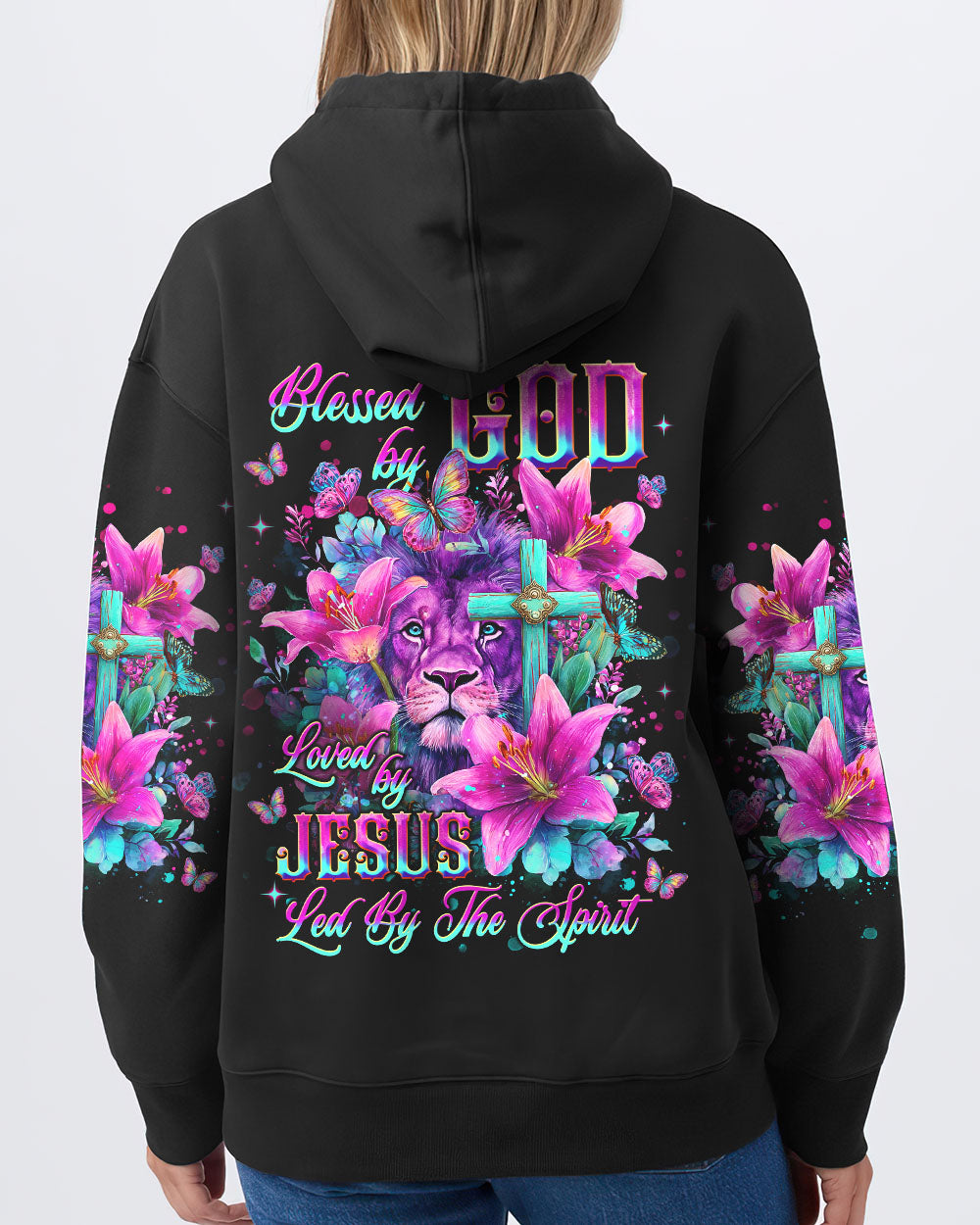 Blessed By God Loved By Jesus Lion Lilies Women's All Over Print Shirt - Tlnt2209251