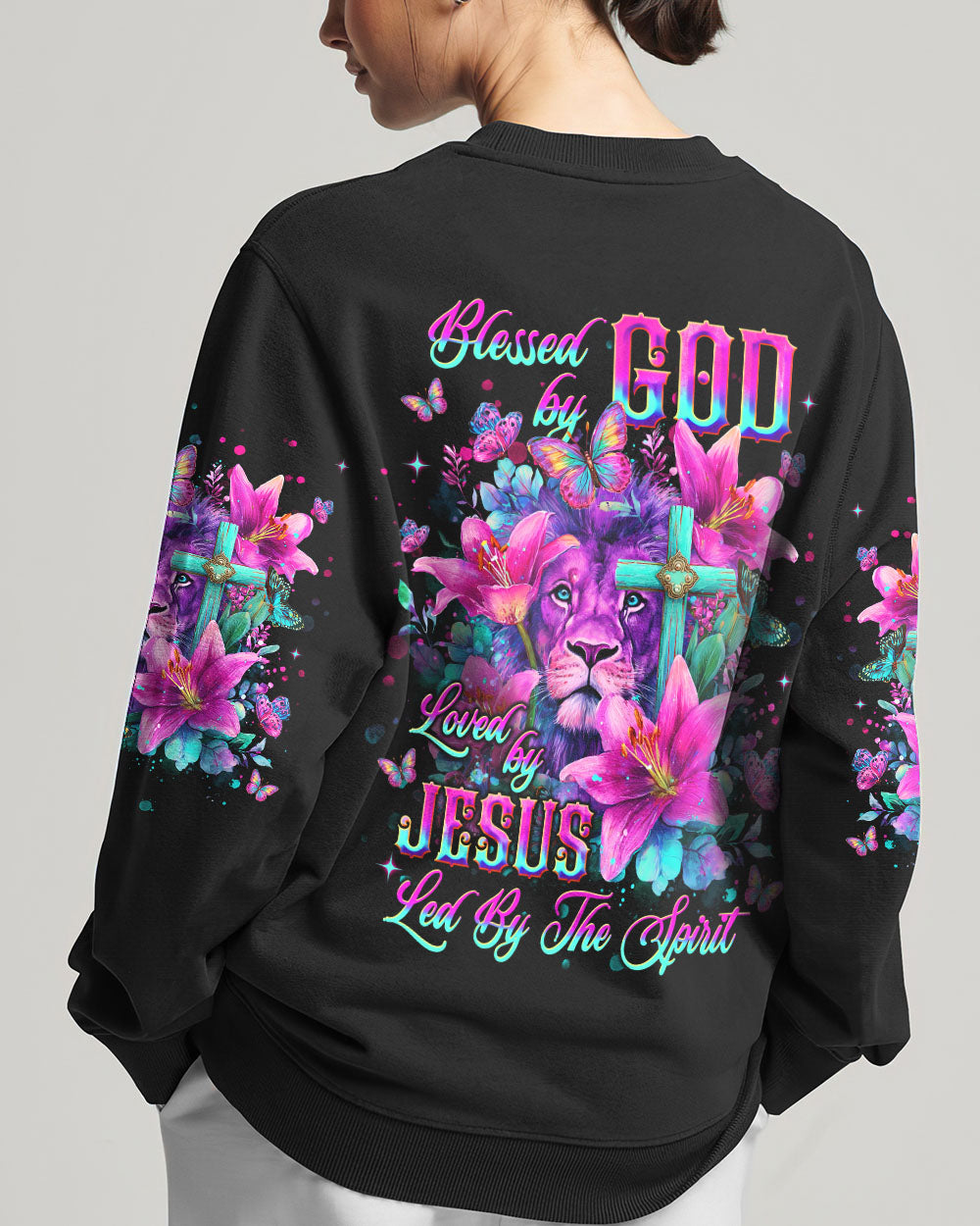 Blessed By God Loved By Jesus Lion Lilies Women's All Over Print Shirt - Tlnt2209251