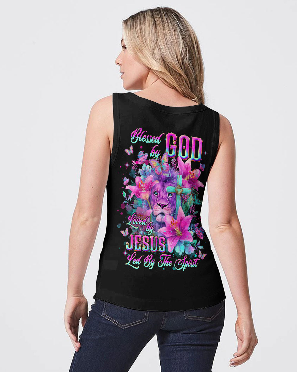 Blessed By God Loved By Jesus Lion Lilies Women's All Over Print Shirt - Tlnt2209251