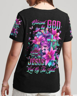 Blessed By God Loved By Jesus Lion Lilies Women's All Over Print Shirt - Tlnt2209251