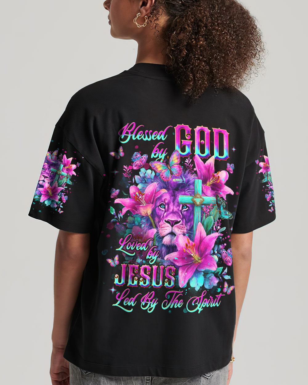 Blessed By God Loved By Jesus Lion Lilies Women's All Over Print Shirt - Tlnt2209251