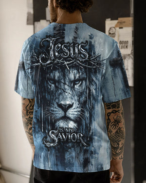Jesus Is My Savior Lion  Watercolor Men's All Over Print Shirt -   Tlnt2303263