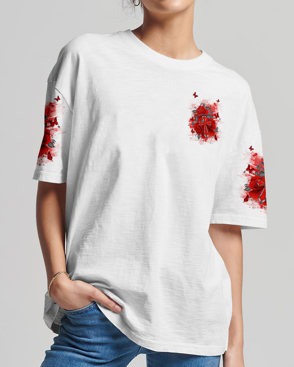 I Believe In God Rose Cross Women's All Over Print Shirt - Tlnt2311243