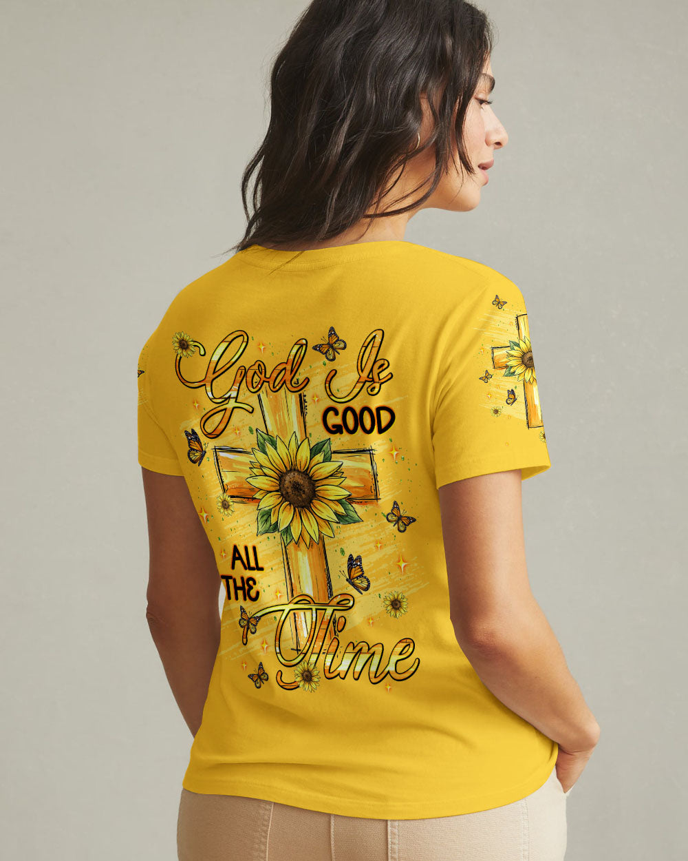 God Is Good All The Time Sunflower Women's All Over Print Shirt - Tlnt2312251