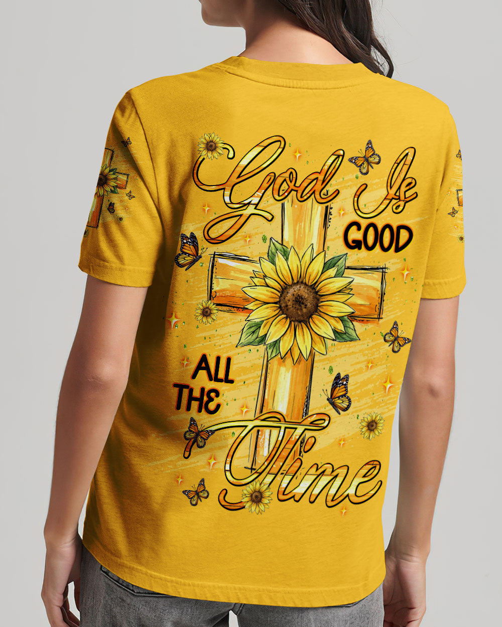 God Is Good All The Time Sunflower Women's All Over Print Shirt - Tlnt2312251