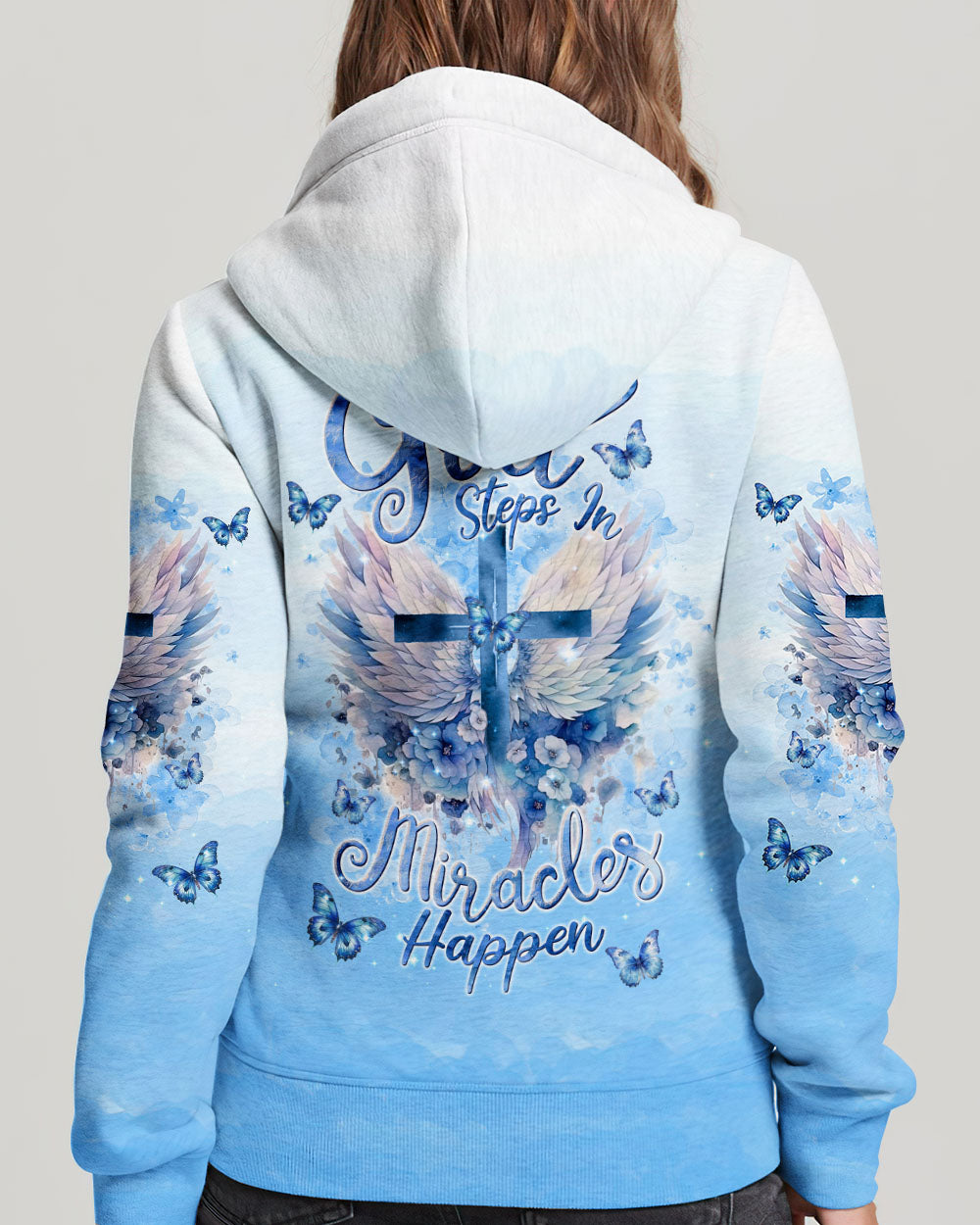 When God Steps In Miracles Happen Wings Women's All Over Print Shirt - Tlnt2504245