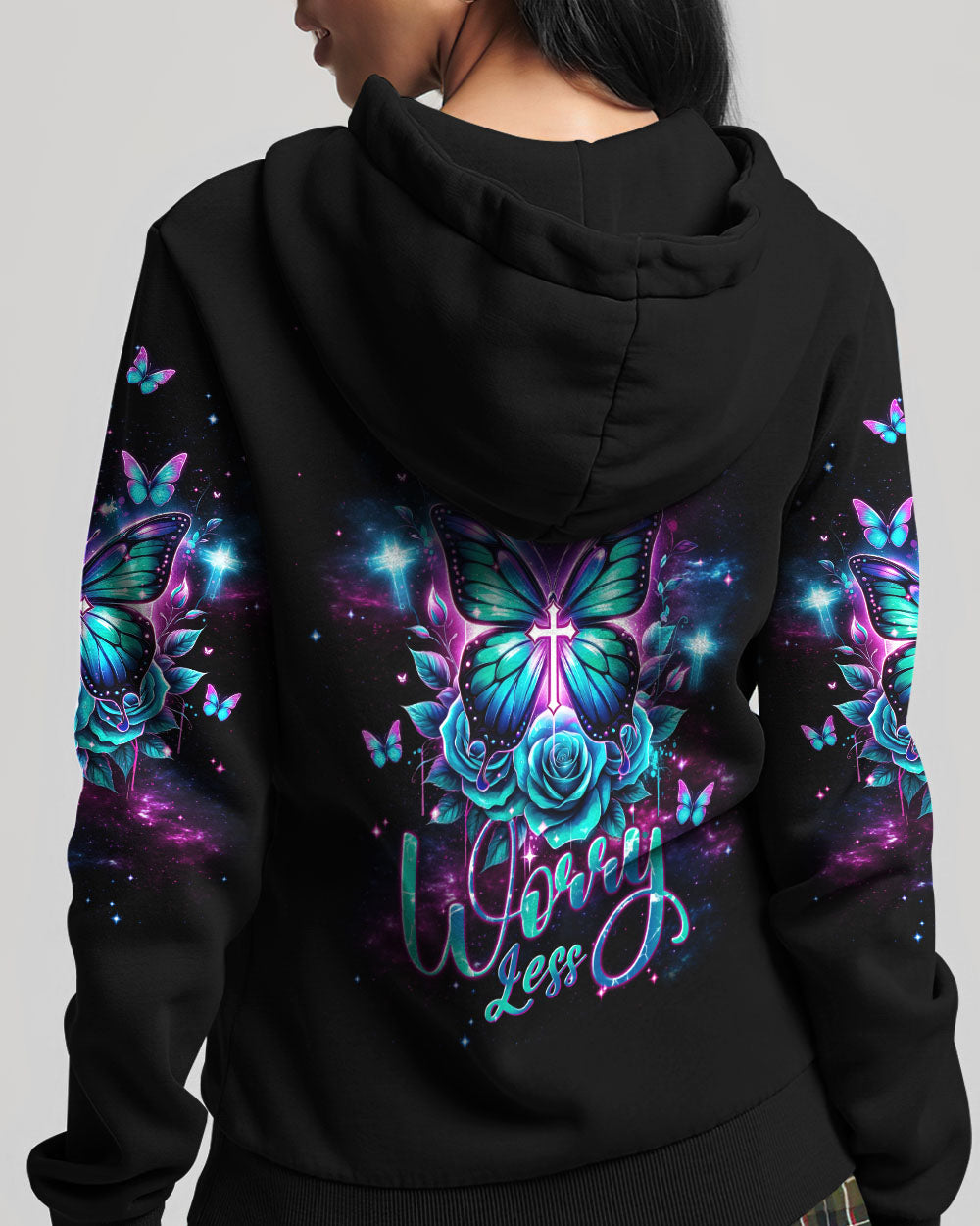 Pray More Worry Less Butterfly Women's All Over Print Shirt - Tlnt2601242