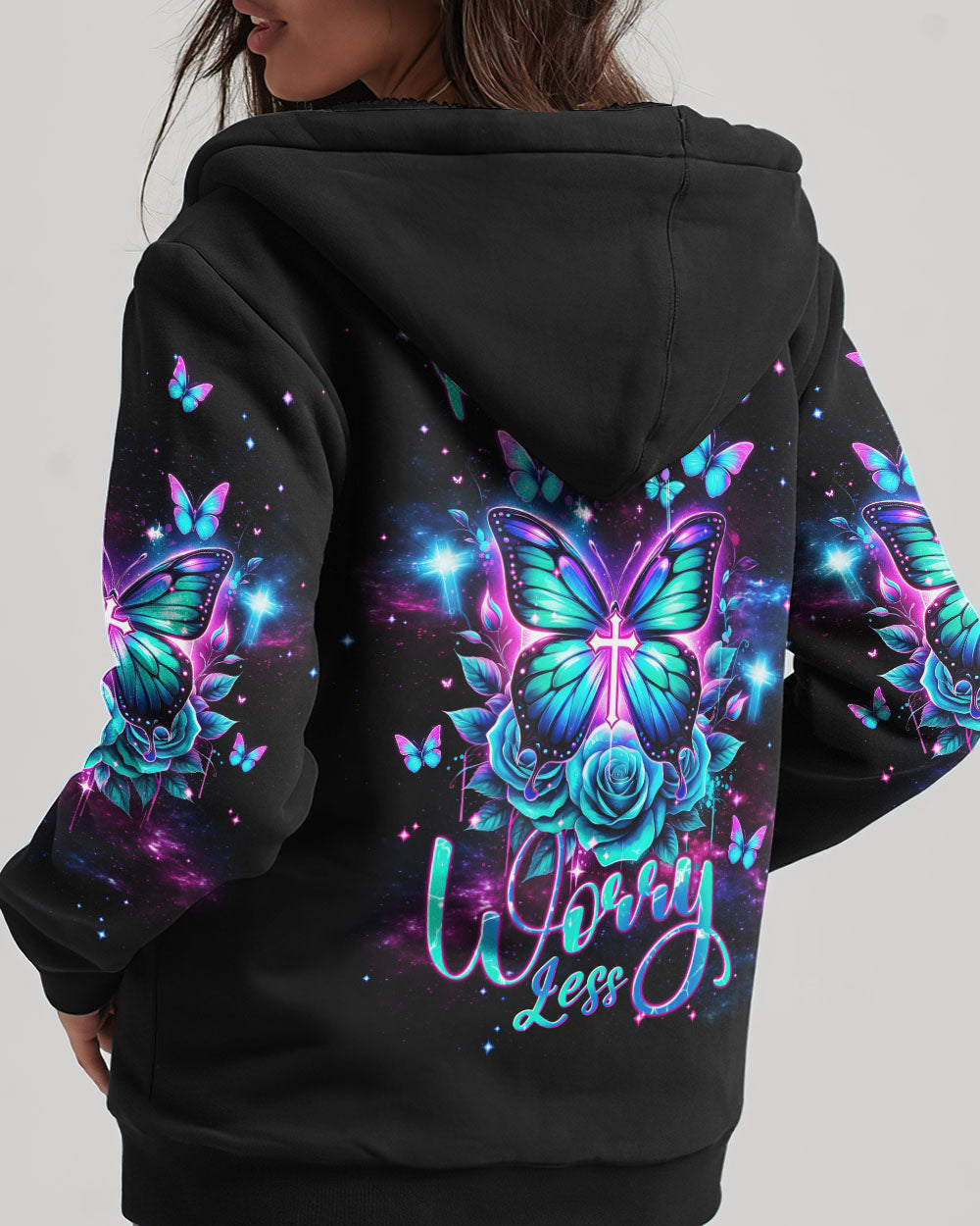 Pray More Worry Less Butterfly Women's All Over Print Shirt - Tlnt2601242