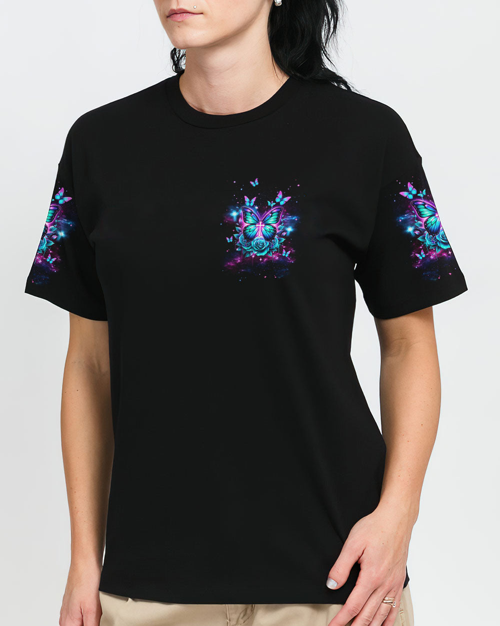 Pray More Worry Less Butterfly Women's All Over Print Shirt - Tlnt2601242