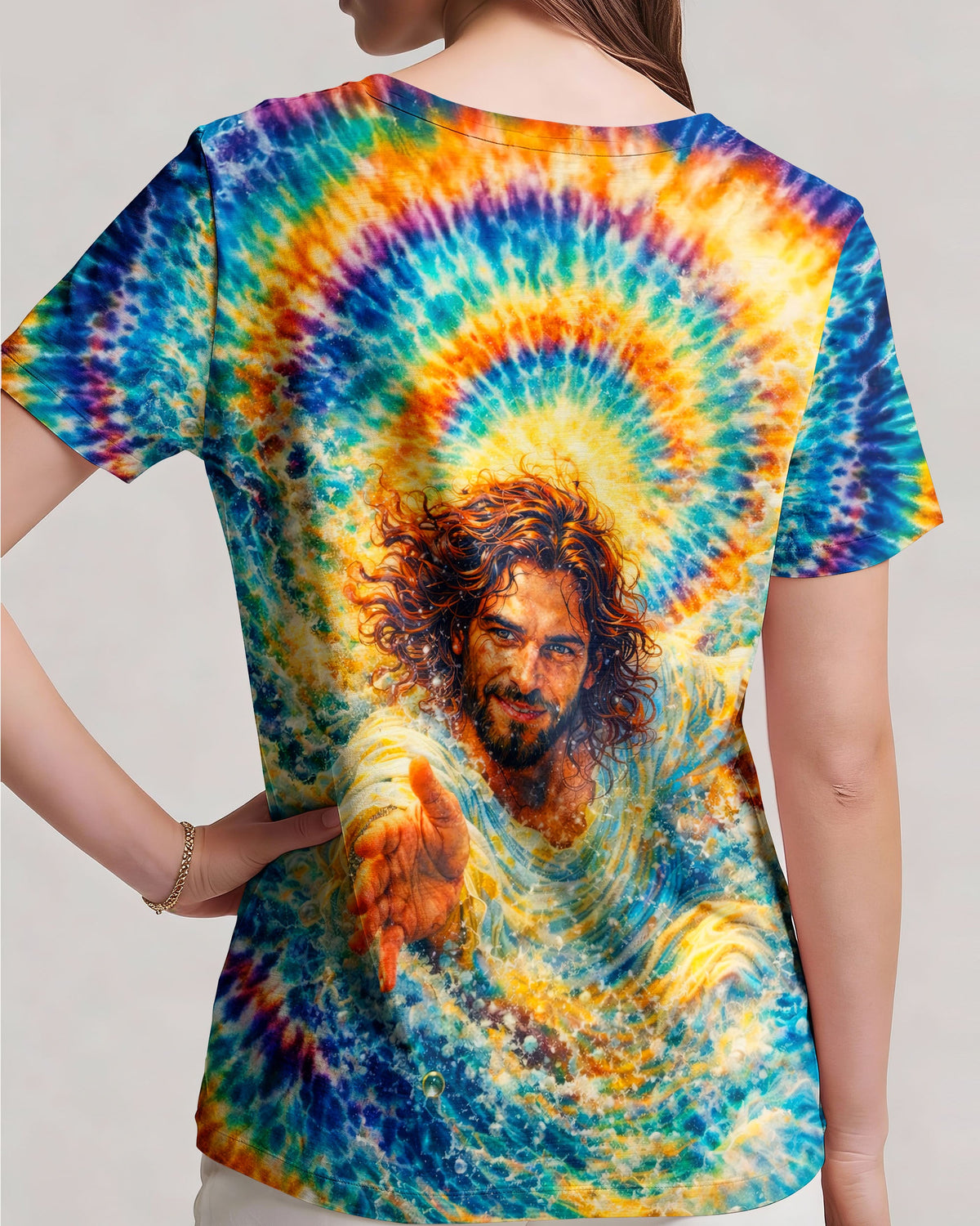 Saved By His Grace Jesus Water Swirl  Women's All Over Print Shirt  -  Tlnt2603262