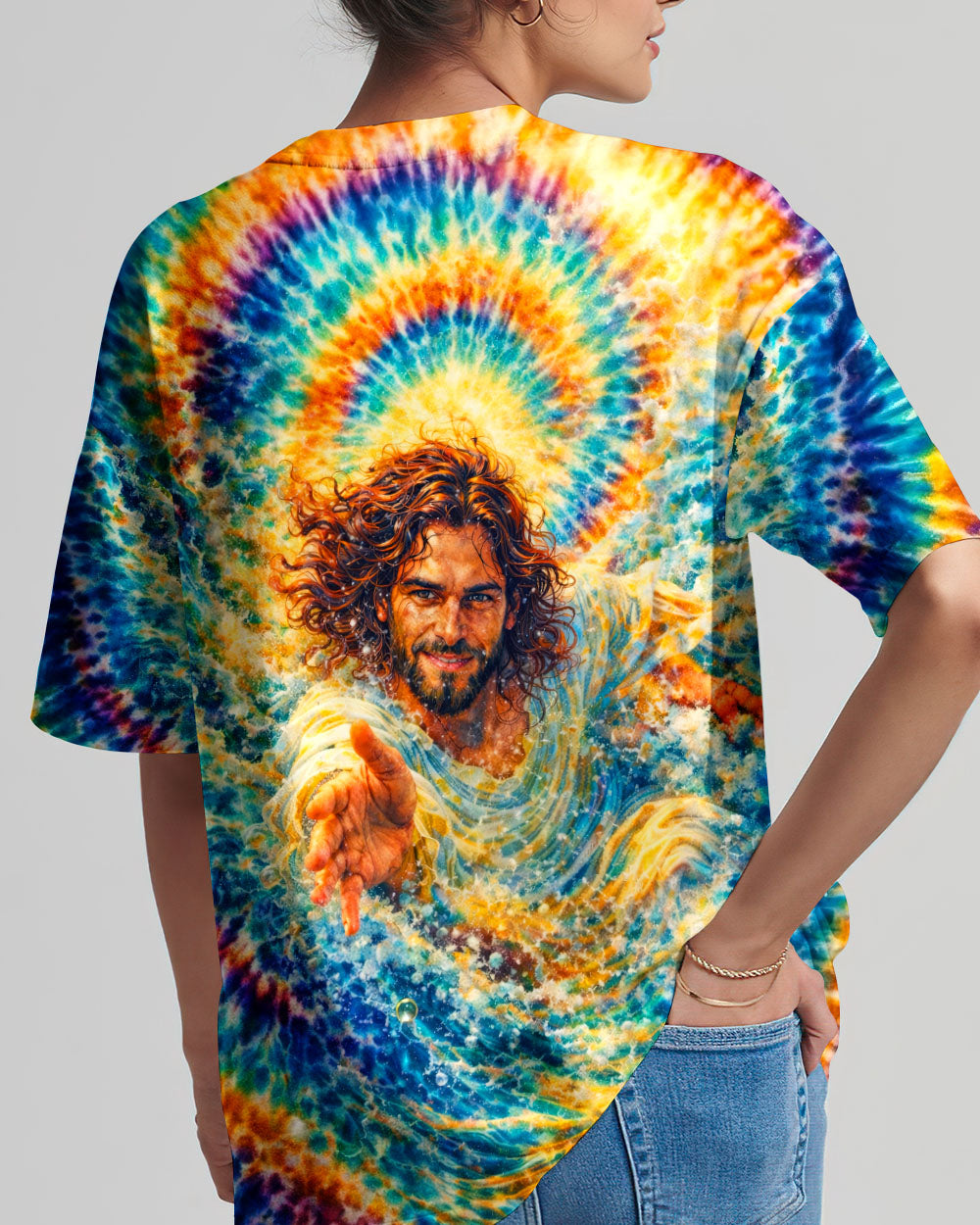Saved By His Grace Jesus Water Swirl  Women's All Over Print Shirt  -  Tlnt2603262