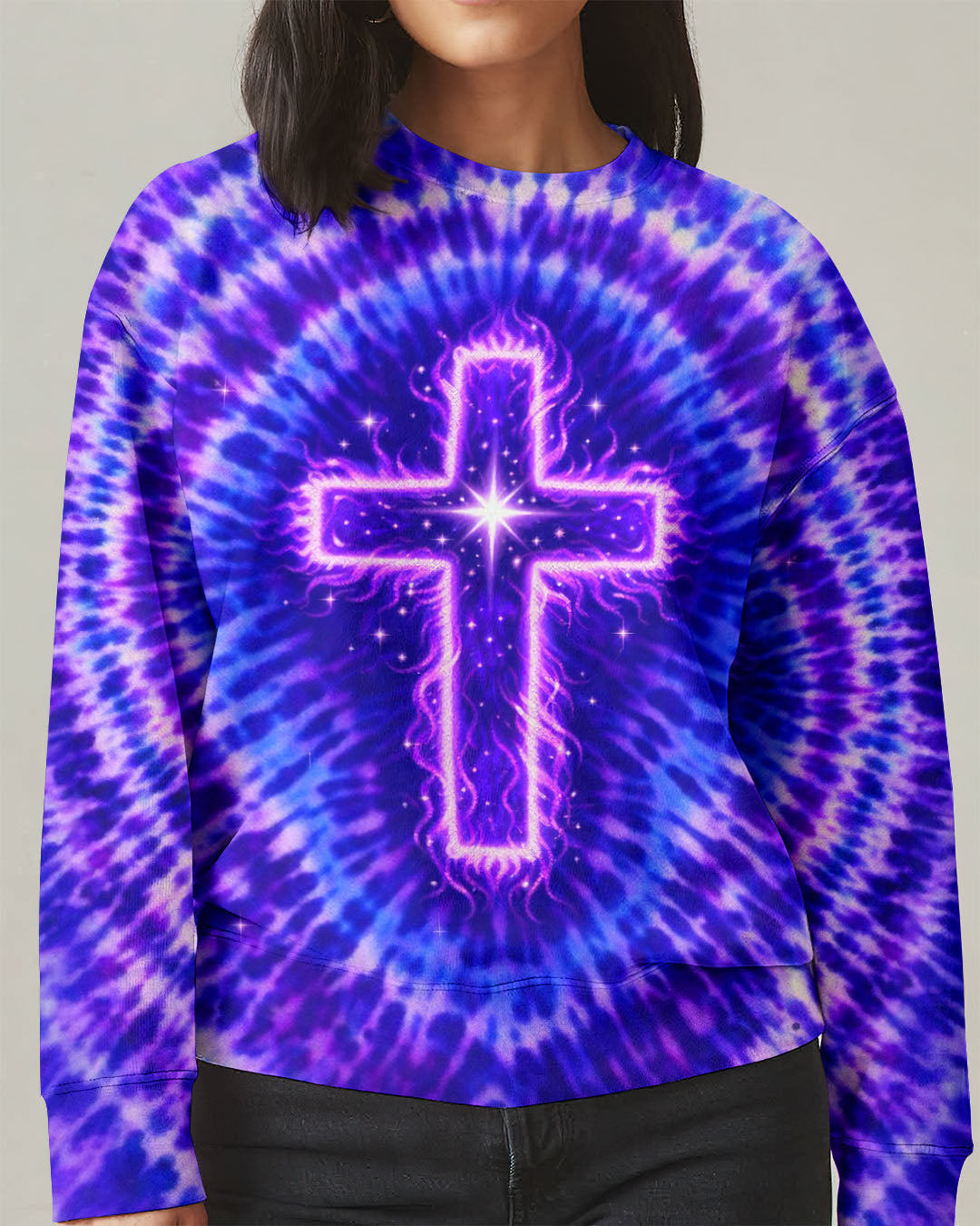 Cross Lion Purple Swirl Women's All Over Print Shirt  - Tlnt2701261