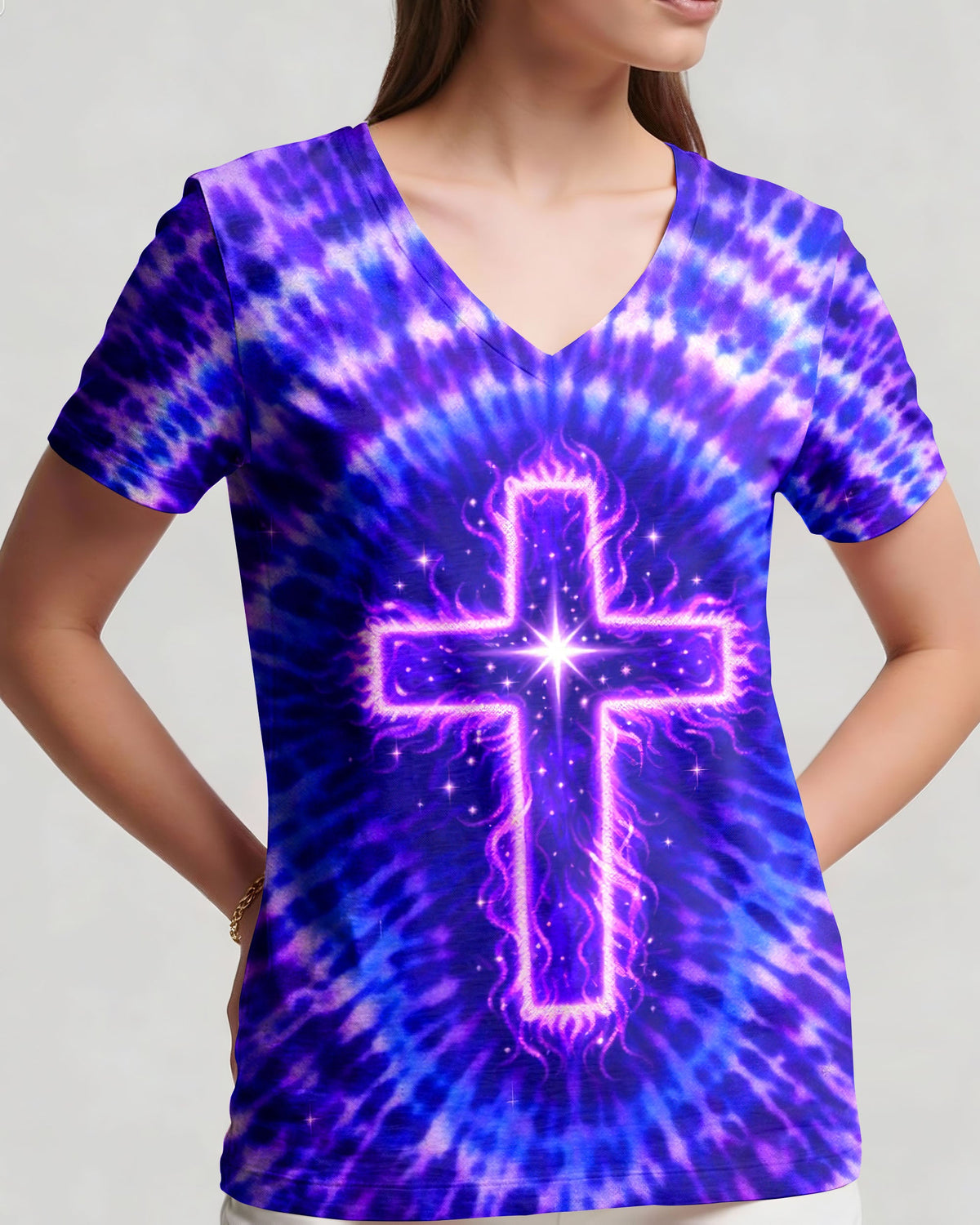 Cross Lion Purple Swirl Women's All Over Print Shirt  - Tlnt2701261
