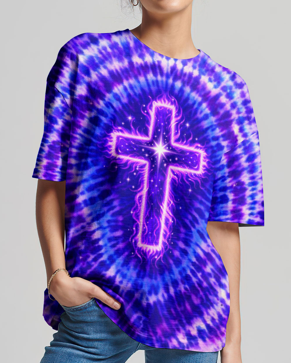 Cross Lion Purple Swirl Women's All Over Print Shirt  - Tlnt2701261
