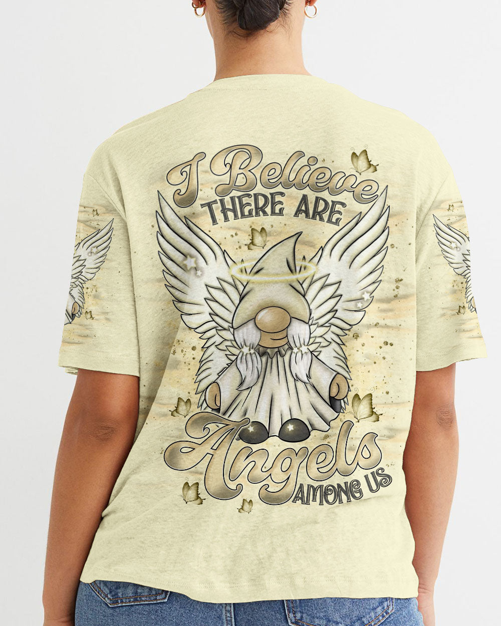 I Believe There Are Angels Among Us Gnome Women's All Over Print Shirt - Tlnt2910242