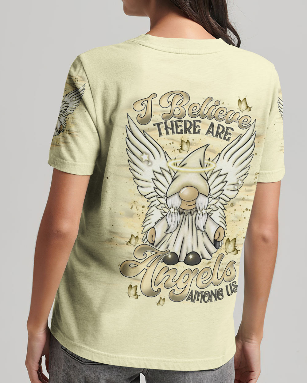 I Believe There Are Angels Among Us Gnome Women's All Over Print Shirt - Tlnt2910242