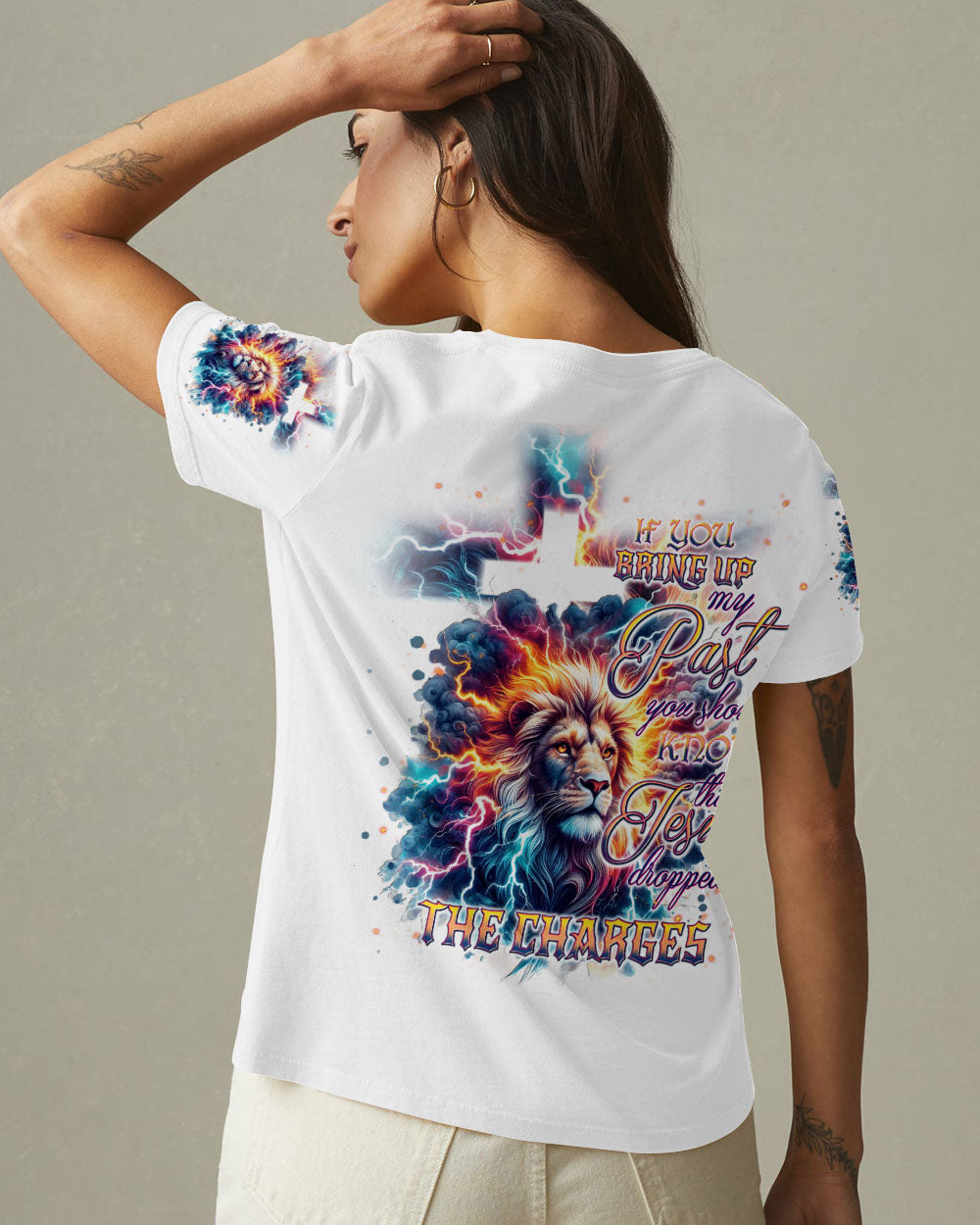 Jesus Dropped The Charges Lion Women's All Over Print Shirt - Tlnt3007242